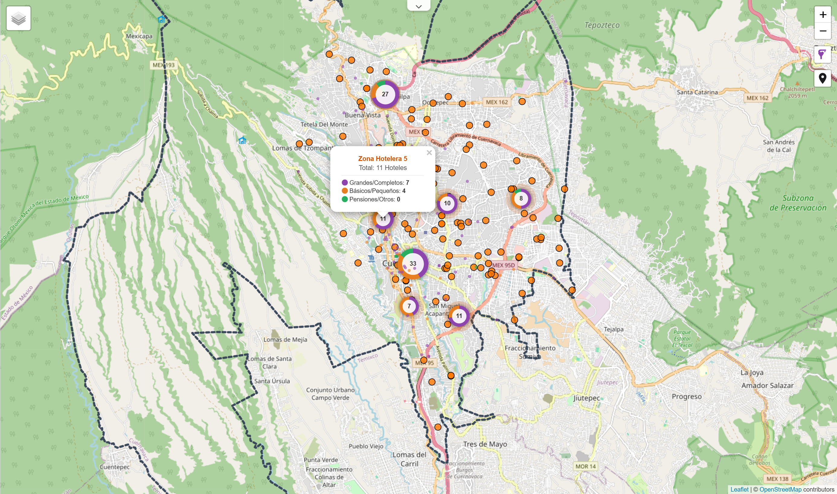 Mapa de Zonas Hoteleras